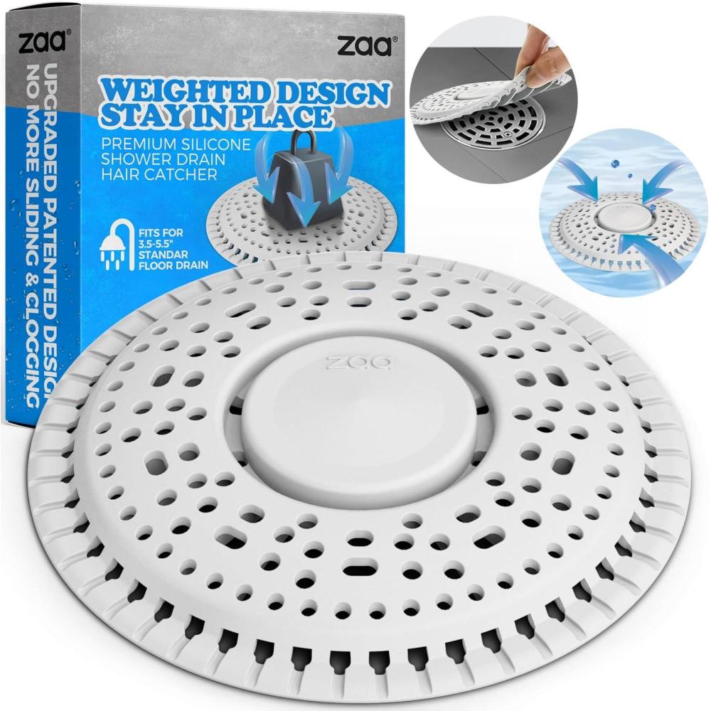 image:imagezaa Shower Drain Hair Catcher Premium Silicone Drain Protector amp Shower Drain Cover for Regular Drains of Shower Room Bathroom GrayLight Gray