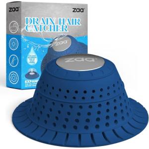 zaa Bathtub Drain Hair Catcher Green Silicone Collapsible Drain Protector for Pop-Up and Regular Drains of Shower Bathtub Tub Bathroom Sink(Dark Blue)