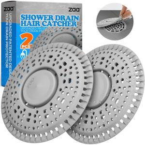 zaa Shower Drain Hair Catcher, Upgraded 2Pack Premium Silicone Drain Protector & Shower Drain Cover for Regular Floor Drains of Shower Room, Bathroom, Dark Gray(Gray)