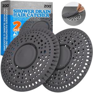 zaa Shower Drain Hair Catcher, Upgraded 2Pack Premium Silicone Drain Protector & Shower Drain Cover for Regular Floor Drains of Shower Room, Bathroom, Dark Gray(Drak Gray)