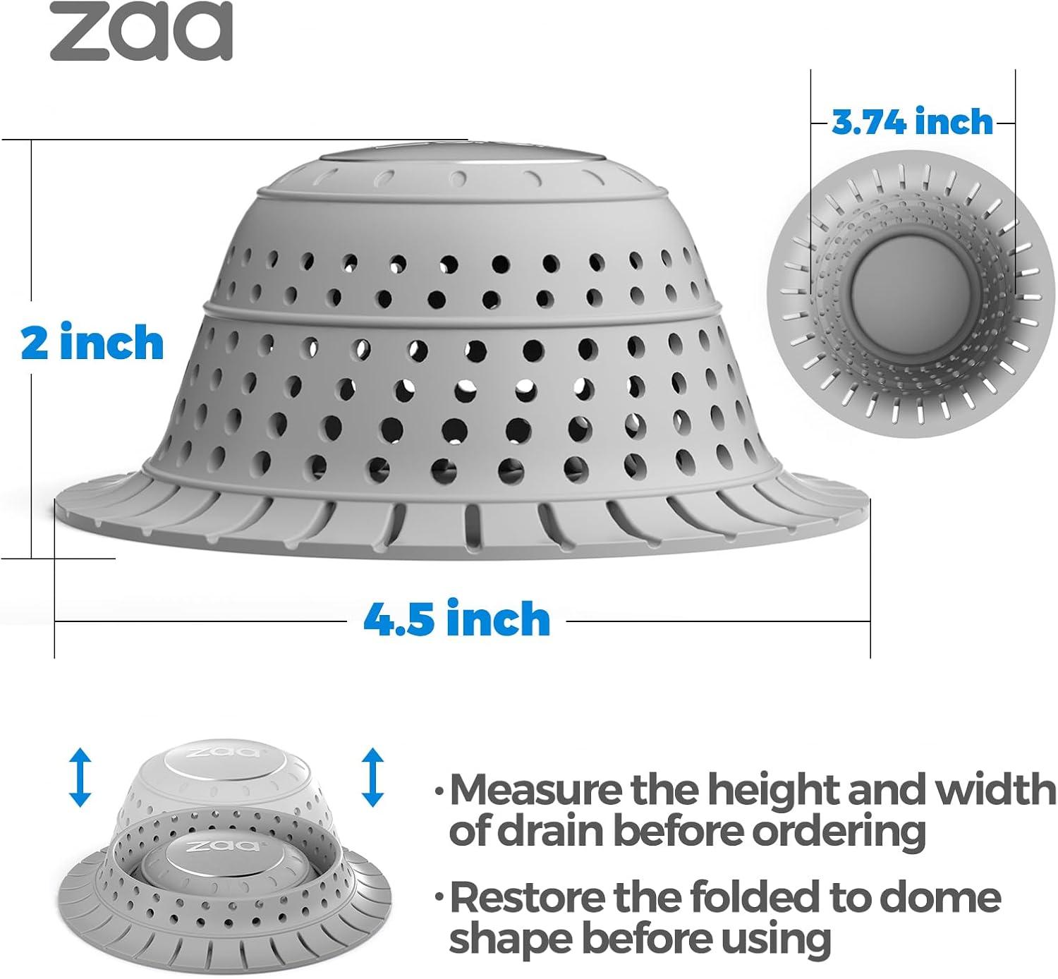 image:imagezaa Bathtub Drain Hair Catcher Green Silicone Collapsible Drain Protector for PopUp and Regular Drains of Shower Bathtub Tub Bathroom SinkGray