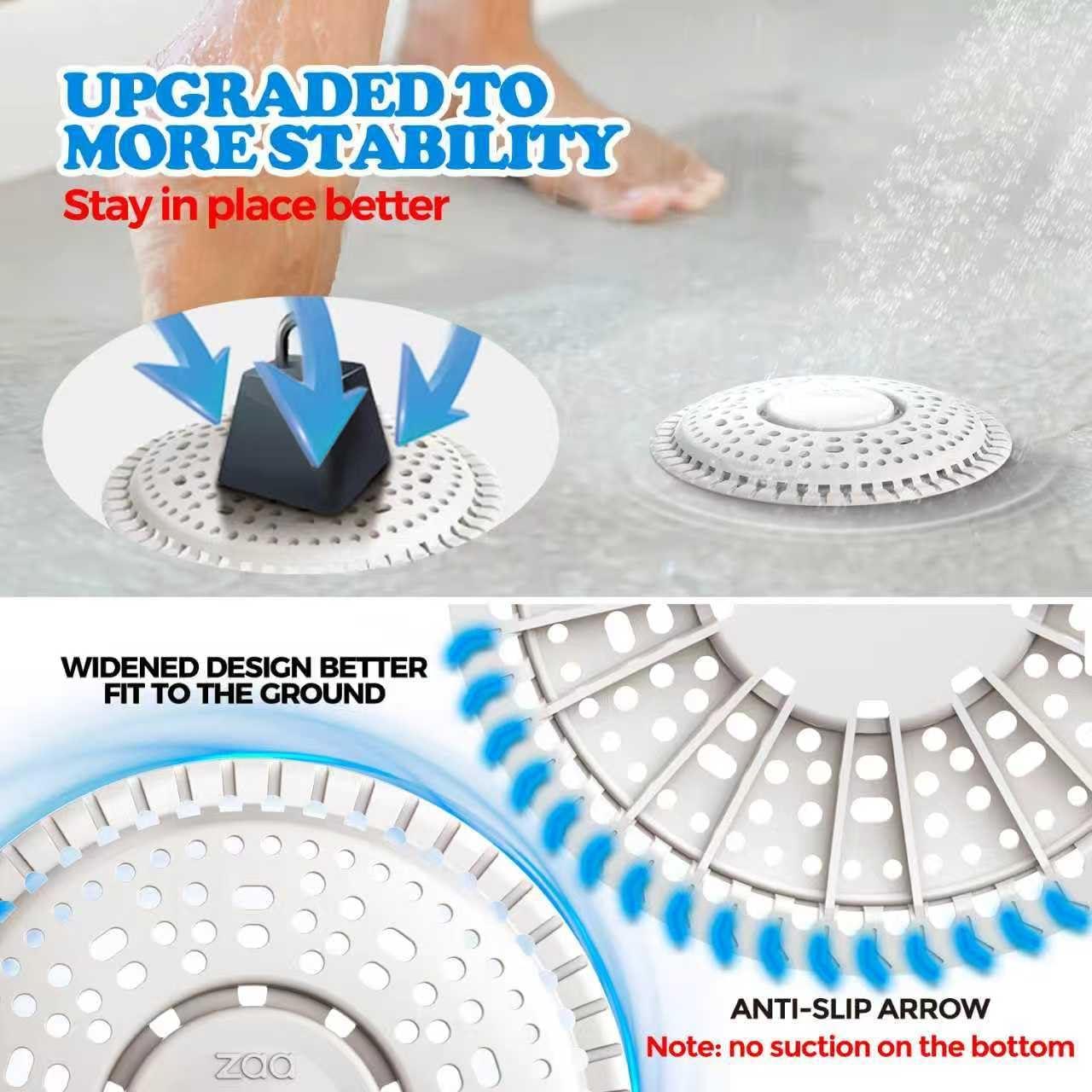image:imagezaa Shower Drain Hair Catcher 2 Pack Premium Silicone Drain Protector amp Shower Drain Cover Shower Installation Kits for Flat Drains of Shower Room Bathroom GrayLight Gray