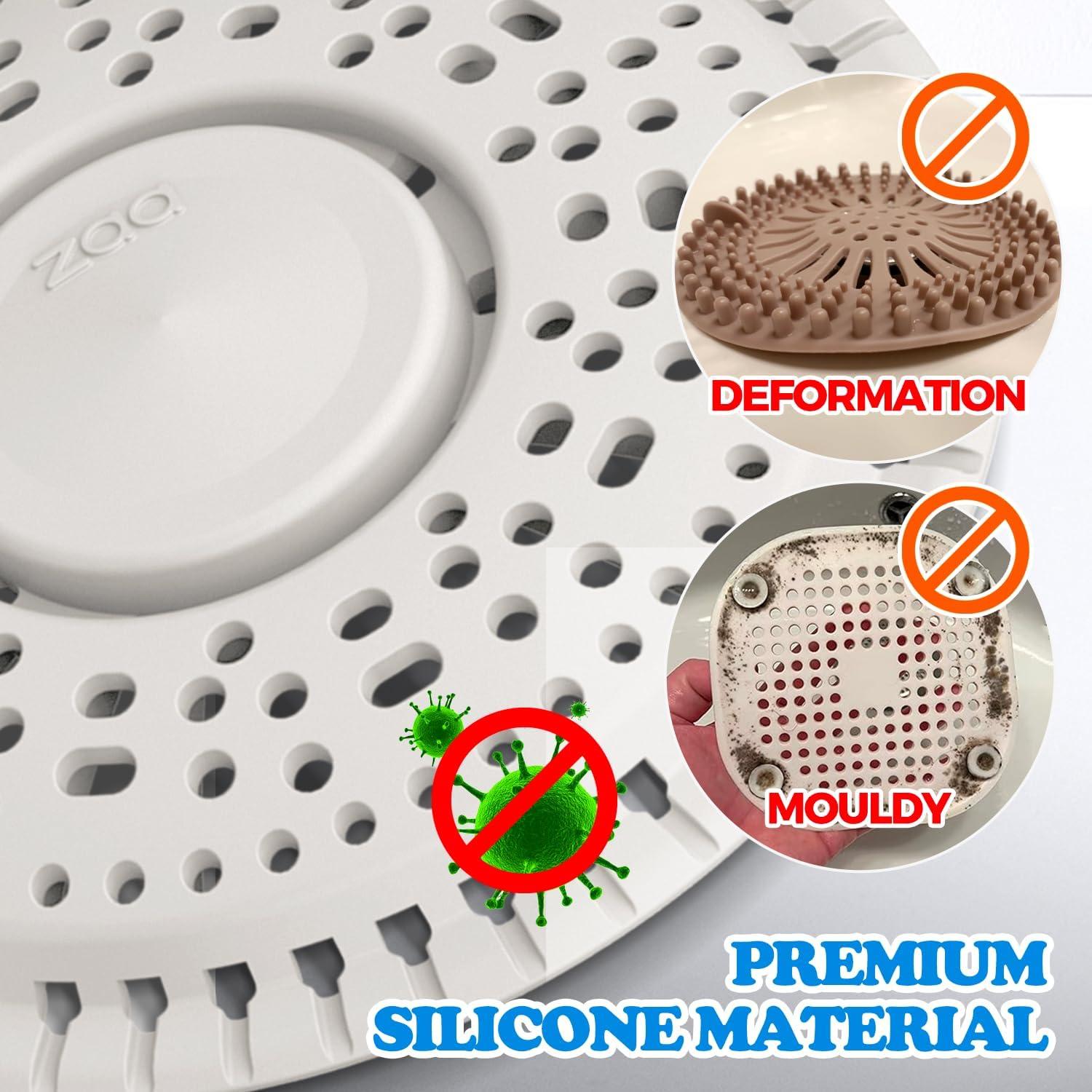 image:imagezaa Shower Drain Hair Catcher 2 Pack Premium Silicone Drain Protector amp Shower Drain Cover Shower Installation Kits for Flat Drains of Shower Room Bathroom GrayWhite