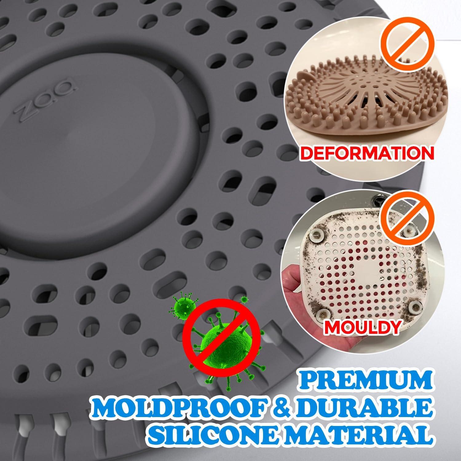 image:imagezaa Shower Drain Hair Catcher 2 Pack Premium Silicone Drain Protector amp Shower Drain Cover Shower Installation Kits for Flat Drains of Shower Room Bathroom GrayDrak Gray