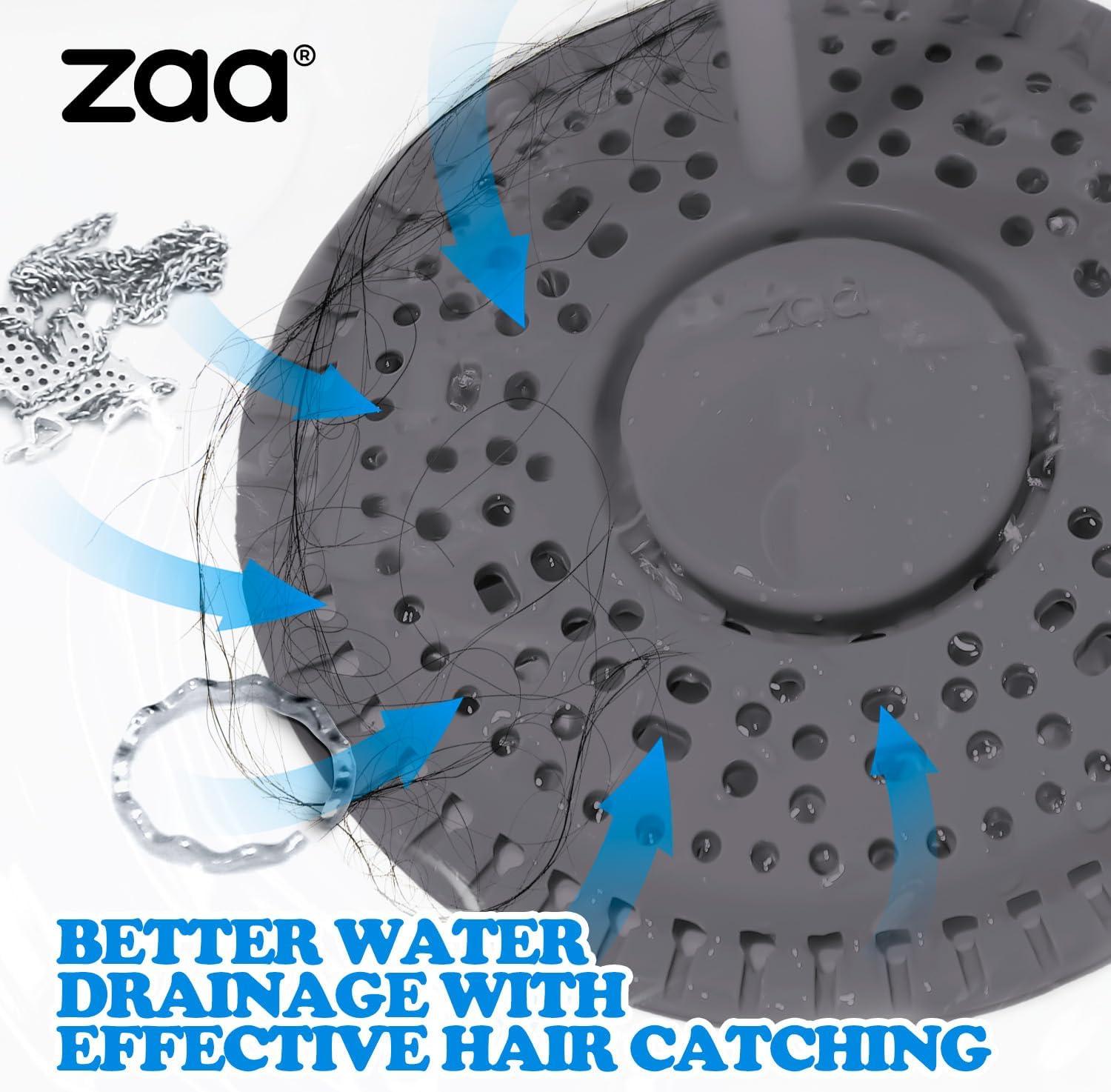 image:imagezaa Shower Drain Hair Catcher 2 Pack Premium Silicone Drain Protector amp Shower Drain Cover Shower Installation Kits for Flat Drains of Shower Room Bathroom GrayDrak Gray