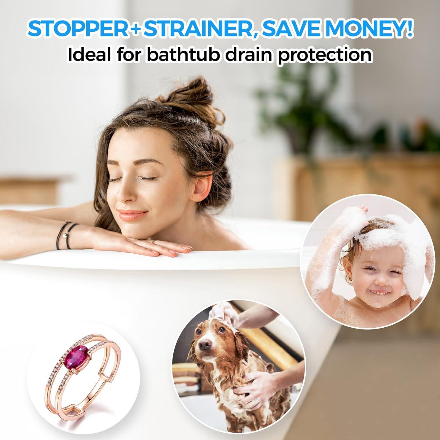 image:imagezaa Shower Drain Hair Catcher 2 Pack Silicone Collapsible Bathtub Drain Cover Dog Hair Catcher amp Protector for PopUp amp Regular Drains of Shower Bathtub Tub Bathroom Diameter 45Gray Red