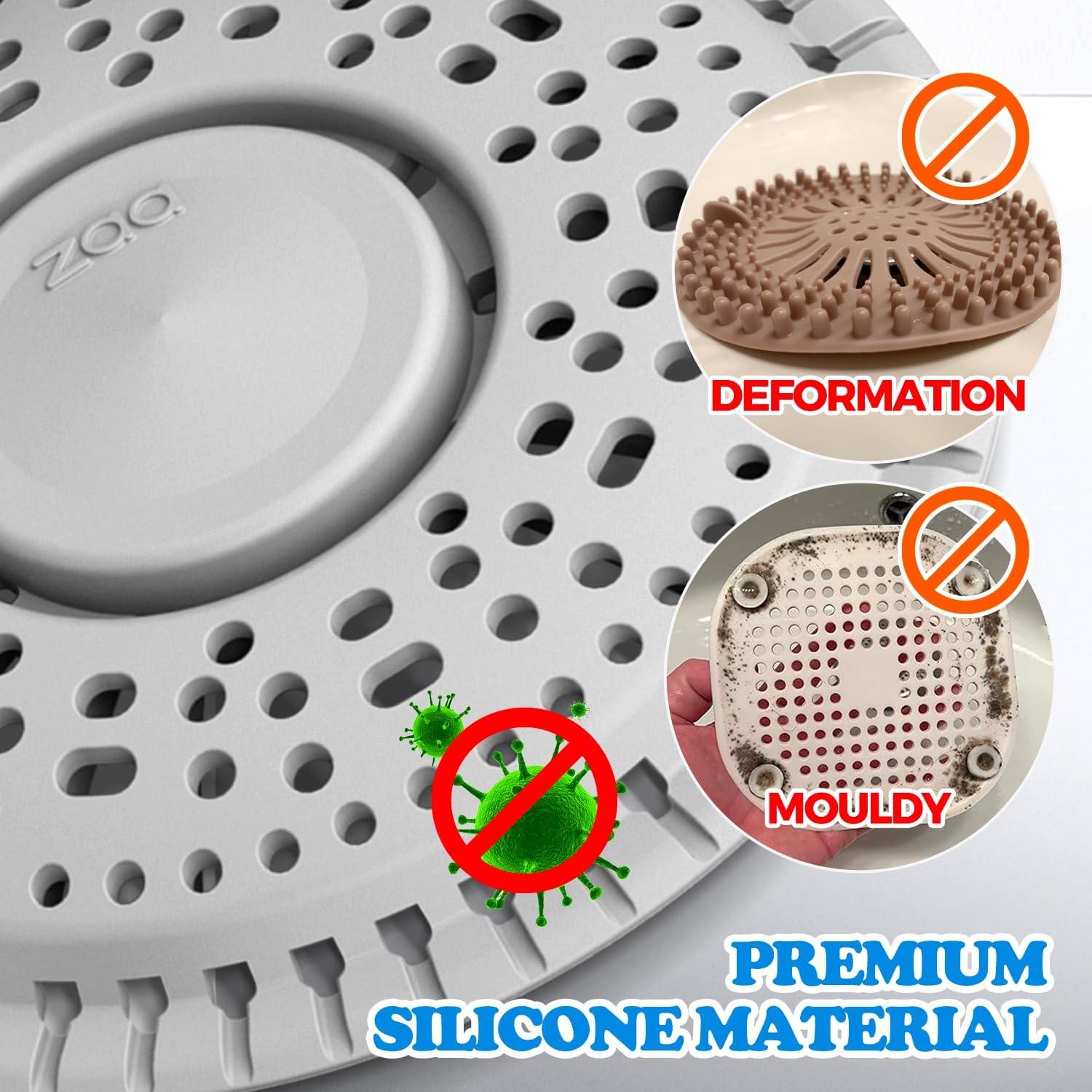 image:imagezaa Shower Drain Hair Catcher Premium Silicone Drain Protector amp Shower Drain Cover for Regular Drains of Shower Room Bathroom GrayGray