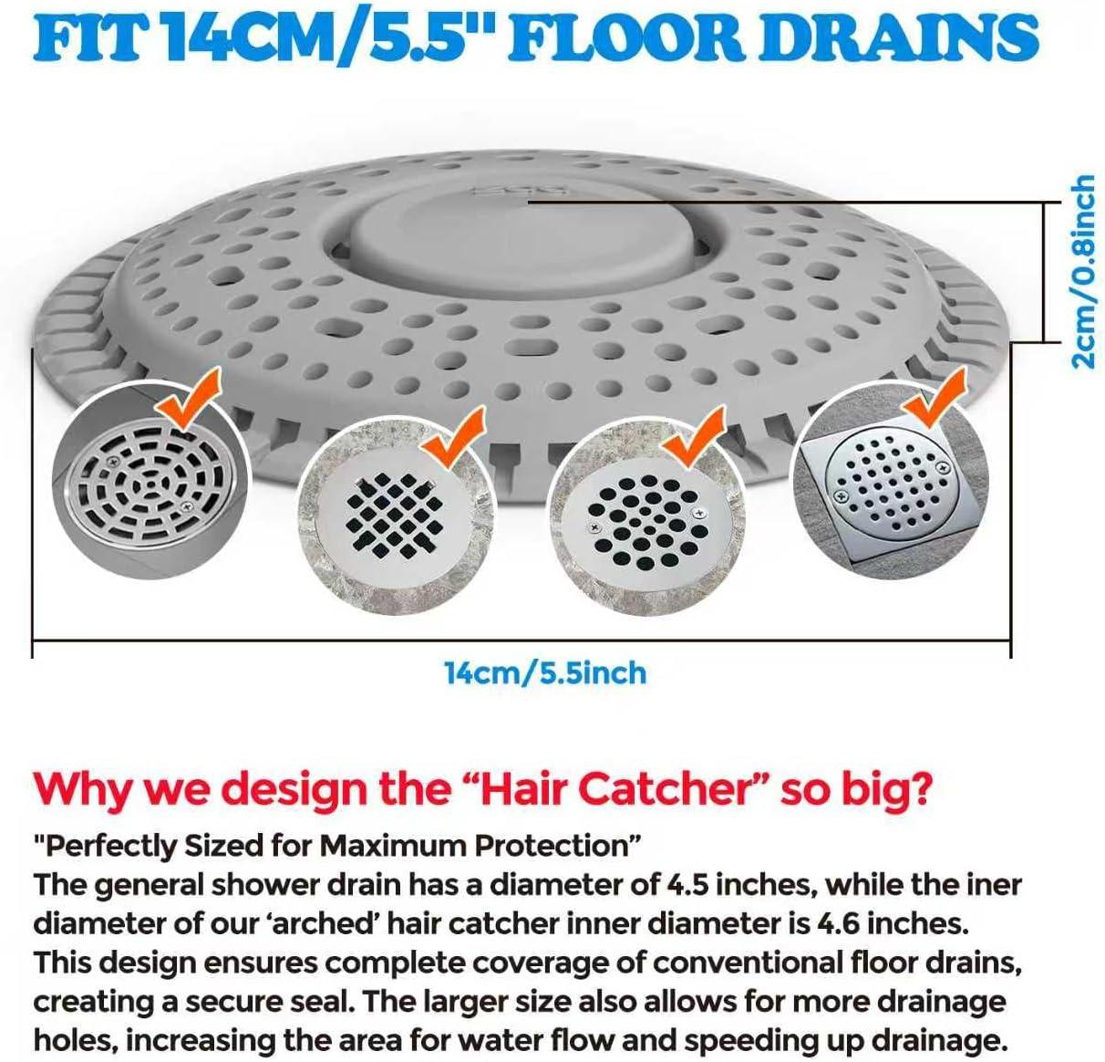 image:imagezaa Shower Drain Hair Catcher Premium Silicone Drain Protector amp Shower Drain Cover for Regular Drains of Shower Room Bathroom GrayGray