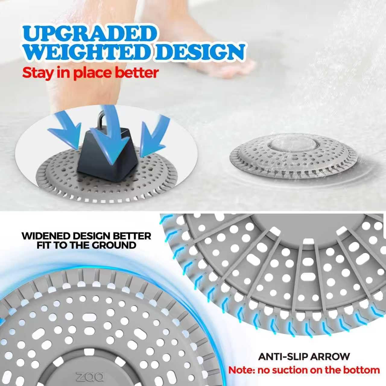 image:imagezaa Shower Drain Hair Catcher Premium Silicone Drain Protector amp Shower Drain Cover for Regular Drains of Shower Room Bathroom GrayGray
