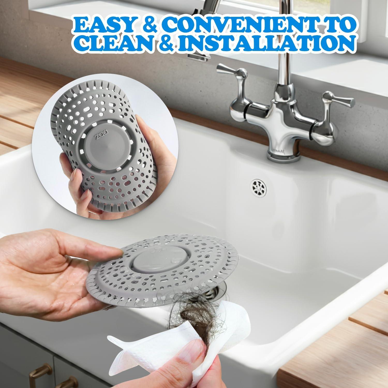 image:imagezaa Shower Drain Hair Catcher Premium Silicone Drain Protector amp Shower Drain Cover for Regular Drains of Shower Room Bathroom GrayGray