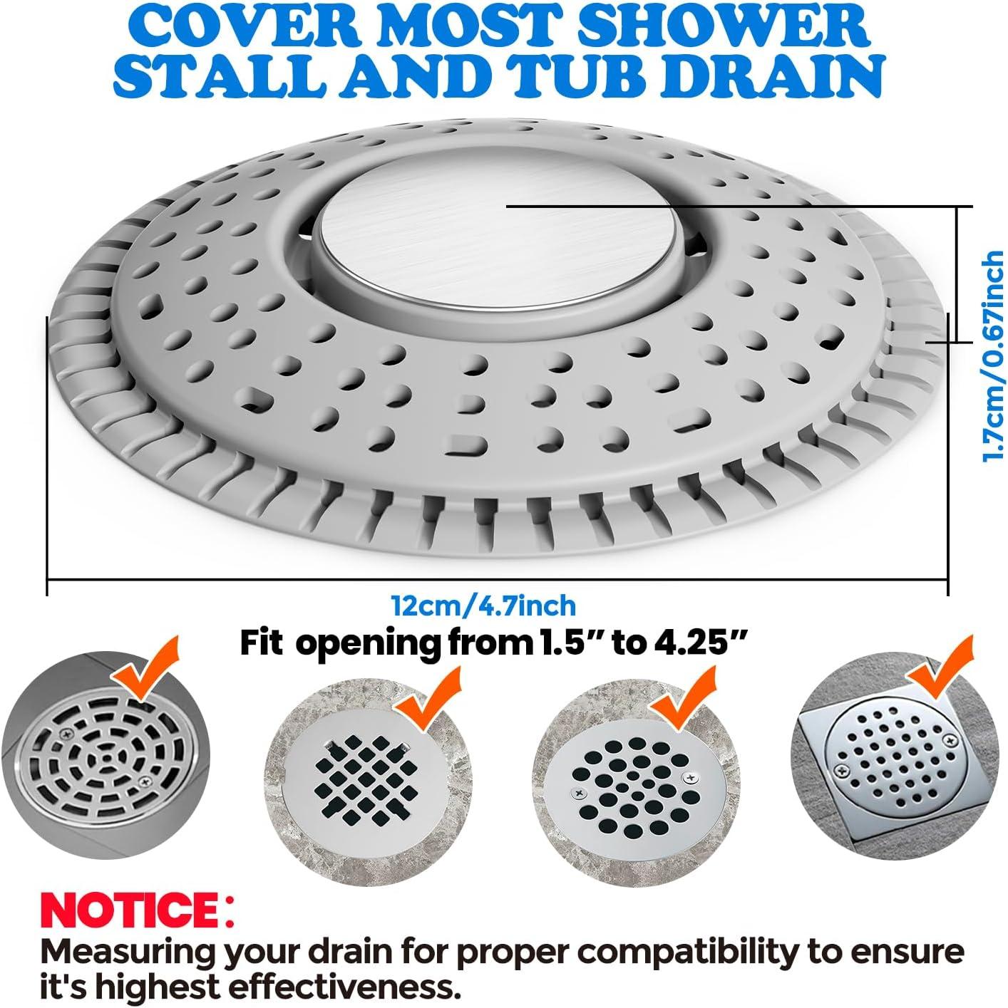 image:imagezaa Shower Drain Hair Catcher Upgraded 2Pack Premium Silicone Drain Protector amp Shower Drain Cover for Regular Floor Drains of Shower Room Bathroom Dark GraySilver Gray