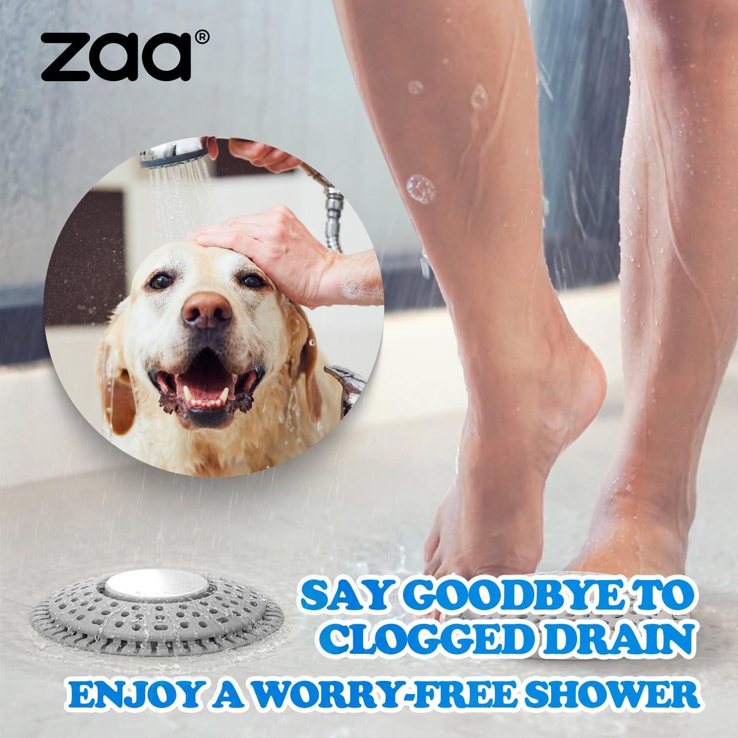 image:imagezaa Shower Drain Hair Catcher Upgraded 2Pack Premium Silicone Drain Protector amp Shower Drain Cover for Regular Floor Drains of Shower Room Bathroom Dark GraySilver Gray