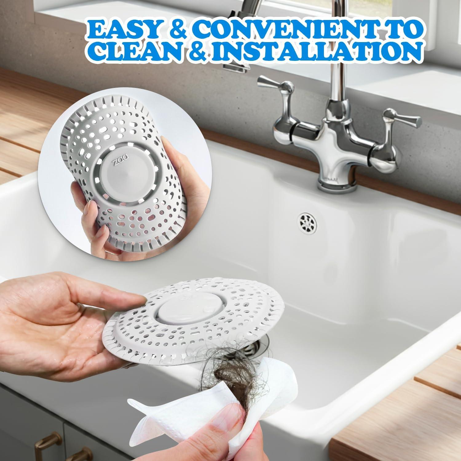 image:imagezaa Shower Drain Hair Catcher Upgraded 2Pack Premium Silicone Drain Protector amp Shower Drain Cover for Regular Floor Drains of Shower Room Bathroom Dark GrayWhite
