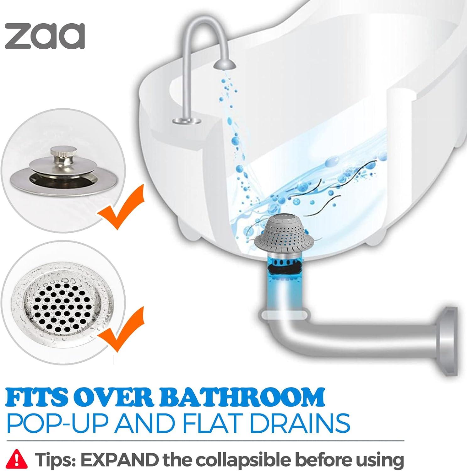 image:image3in1 Bathtub Drain Stopper and Silicone Bathtub Drain Hair Catcher Combo Tub Stopper Bathtub Drain Plug amp Drain Cover