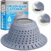 image:imagezaa Bathtub Drain Hair Catcher Premium Silicone Collapsible One Pack Drain Protector for PopUp and Regular Drains of Shower Bathtub Tub Bathroom Sink Light Blue