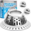 image:imagezaa Drain Hair Catcher  Bathtub Drain Cover Hair Stopper for Bathtub Drain 304 Stainless Steel Drain Protector and Hair Trap for Flat amp Popup Drains Silver White