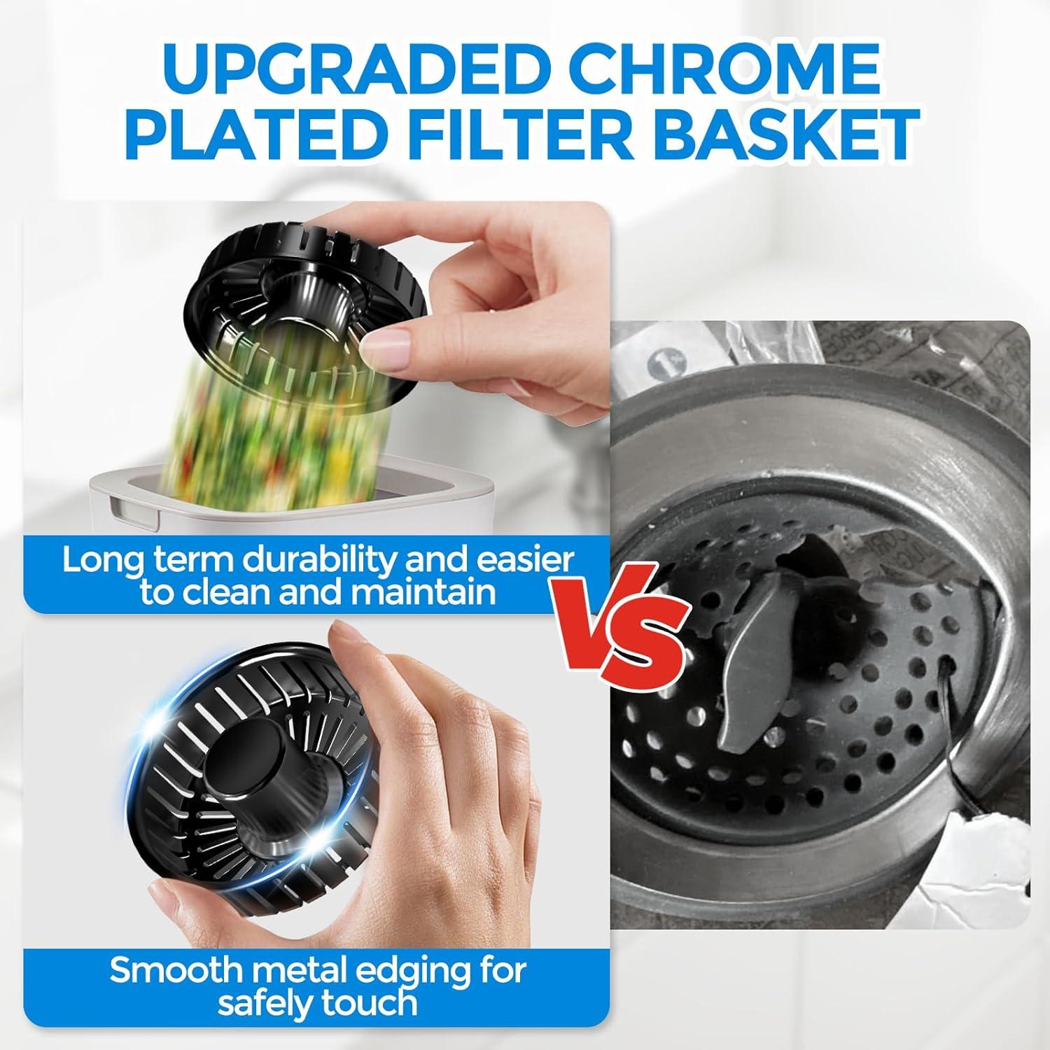 image:imagezaa Sink Drain Strainer 3 in 1 Kitchen Sink Stopper Stainless Steel Kitchen Drain Plug amp Cover with AntiClogging Basket Strainer Fit US Standard 312 Sink Drain Hole Brushed BlackBrushed Black