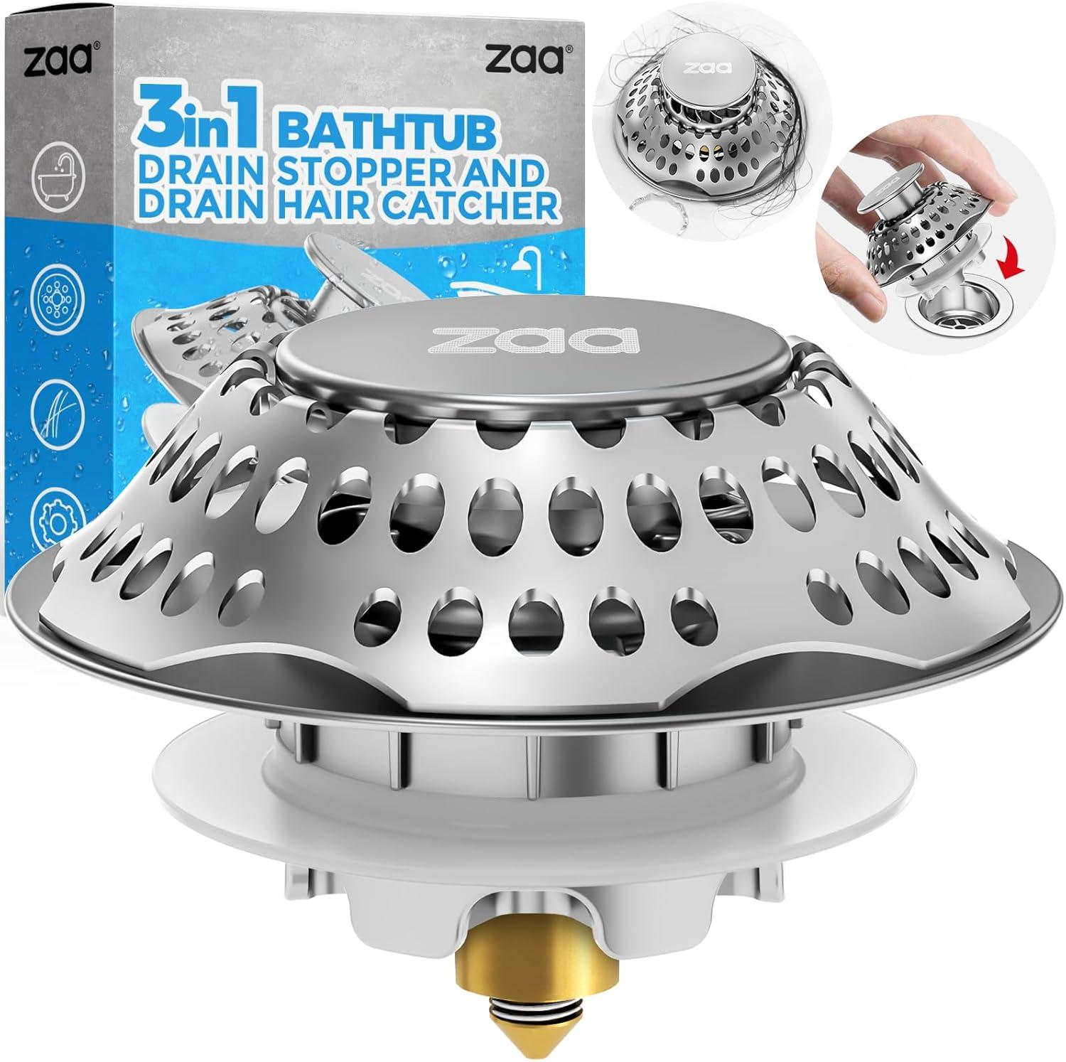 image:imageUpgraded 3in1 Kitchen Sink Drain Strainer amp Sink Stopper Bathtub Drain Stopper Upgraded 2in1 Tub Stopper Bathtub Drain Cover
