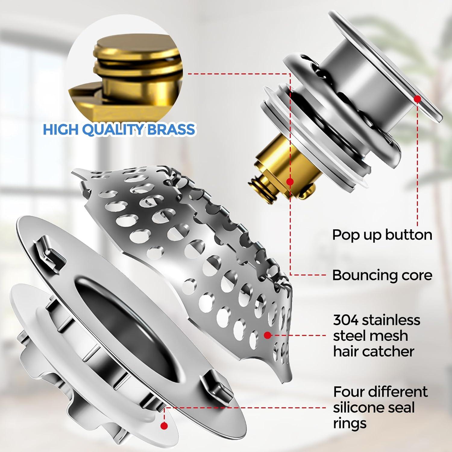 image:imageUpgraded 3in1 Kitchen Sink Drain Strainer amp Sink Stopper Bathtub Drain Stopper Upgraded 2in1 Tub Stopper Bathtub Drain Cover