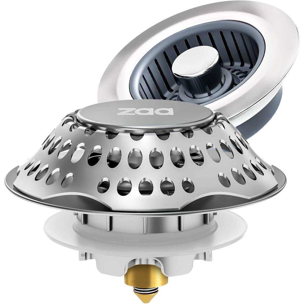 image:imageUpgraded 3in1 Kitchen Sink Drain Strainer amp Sink Stopper Bathtub Drain Stopper Upgraded 2in1 Tub Stopper Bathtub Drain Cover