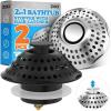 image:imagezaa 2Pack Tub Stopper Bathtub Drain Cover and Hair Catcher Pop Up Bathtub Drain Plug amp Strainer Replaces Bath Tub Lift amp Turn TipToe or Trip Lever for 1462 W Drain Hole Silver Black