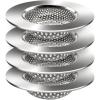 image:imagezaa 4 PCS Bathtub Drain Hair Catcher Premium Stainless Steel Bathroom Sink Drain Strainer Easy to Install Drain Cover Bathroom Tub for Bathtub Bathroom Sink Silver
