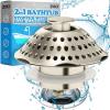 image:imagezaa Bathtub Drain Stopper 2in1 Tub Stopper Bathtub Drain Cover and Hair Catcher Pop Up Bathtub Drain Plug Replaces Bath Tub Lift amp Turn TipToe or Trip Lever for 1462 W Drain Hole Nickel