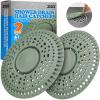 image:imagezaa Shower Drain Hair Catcher 2 Pack Premium Silicone Drain Protector amp Shower Drain Cover Shower Installation Kits for Flat Drains of Shower Room Bathroom Dark Green