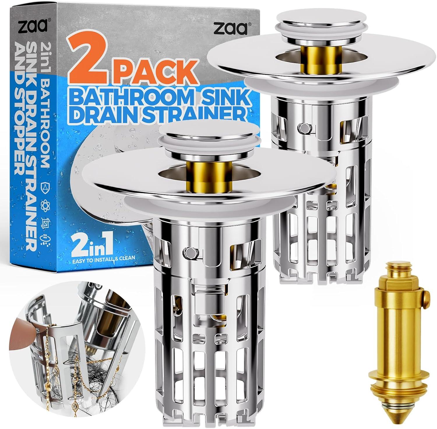 image:imagezaa Bathroom Sink Drain Strainer and Bathroom Sink Stopper Bathtub Drain Hair Catcher Premium Silicone Shower Hair Catcher