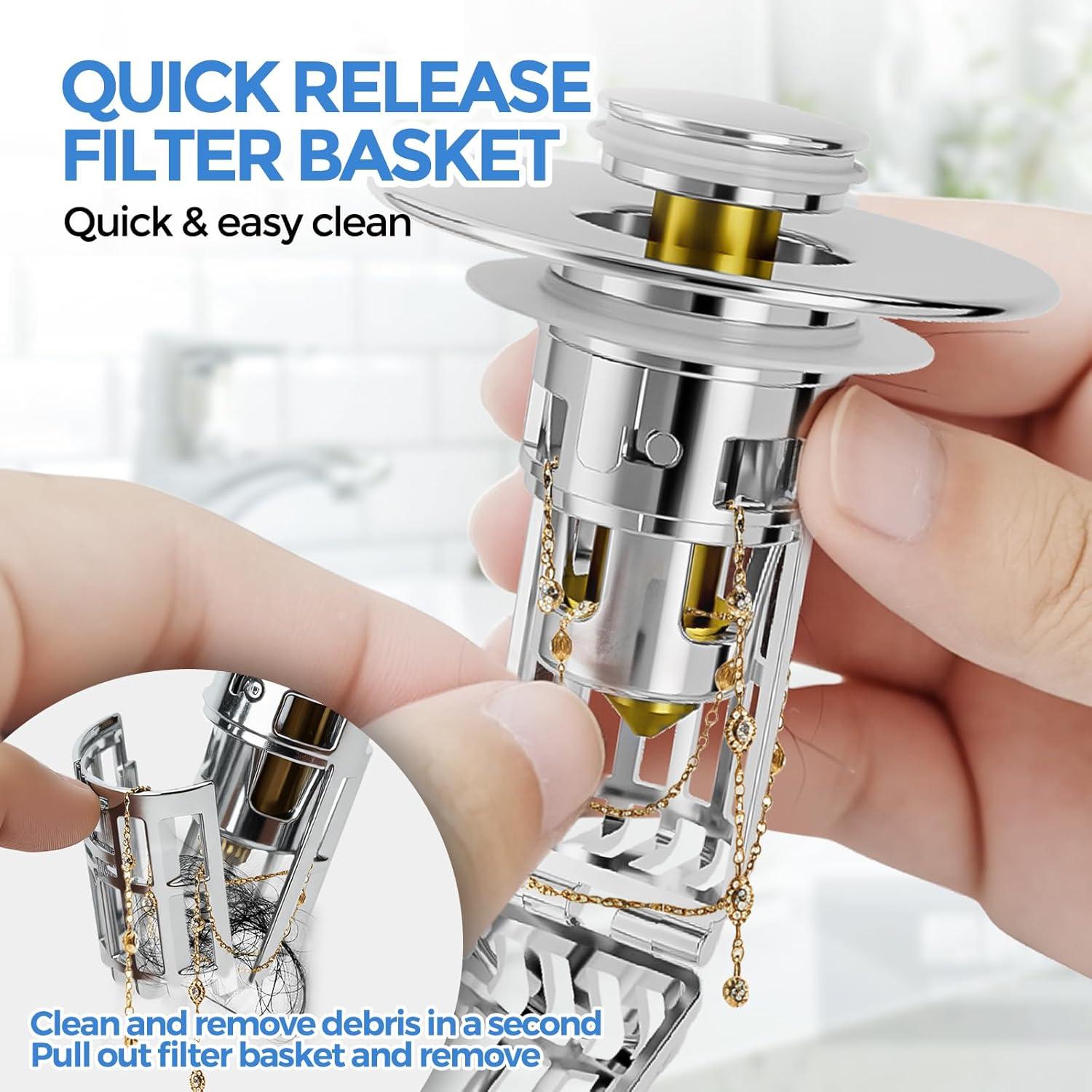 image:imagezaa Bathroom Sink Drain Strainer and Bathroom Sink Stopper Bathtub Drain Hair Catcher Premium Silicone Shower Hair Catcher