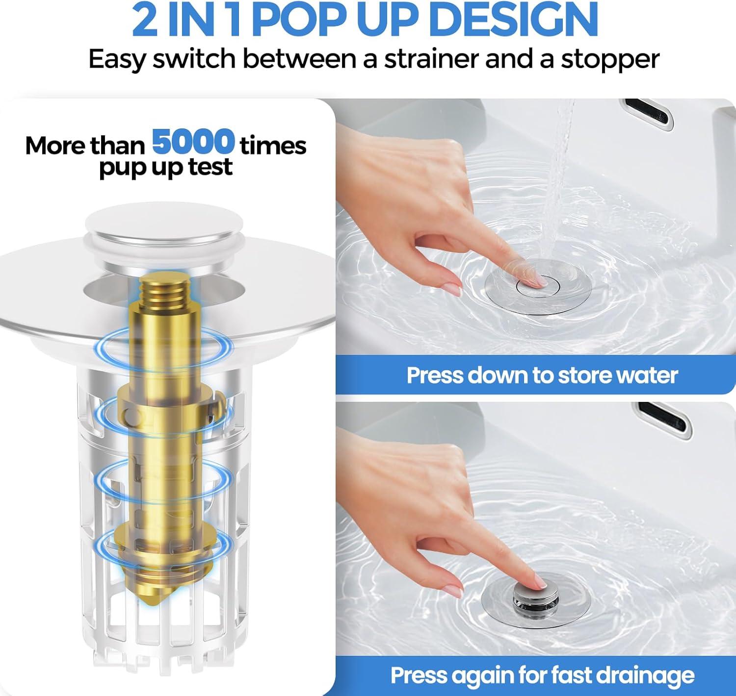 image:imagezaa Bathroom Sink Drain Strainer and Bathroom Sink Stopper Bathtub Drain Hair Catcher Premium Silicone Shower Hair Catcher
