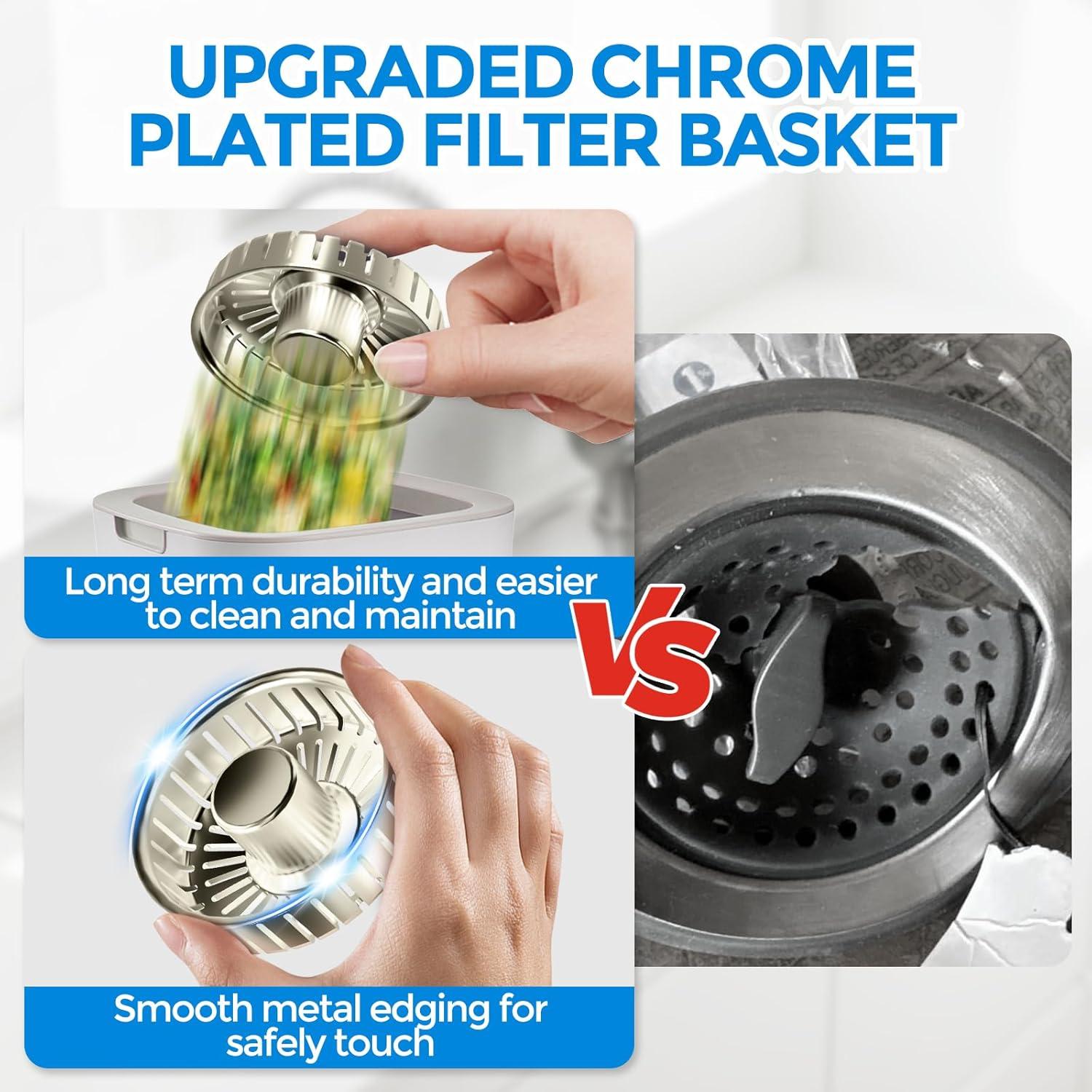 image:imagezaa Kitchen Sink Drain Strainer Kitchen Sink Stopper 304 Stainless Steel Sink Drain Stopper Sink Protector for Kitchen with AntiClog Filter Fit US Standard 312 Sink Drain Hole SilverBrushed Nickel