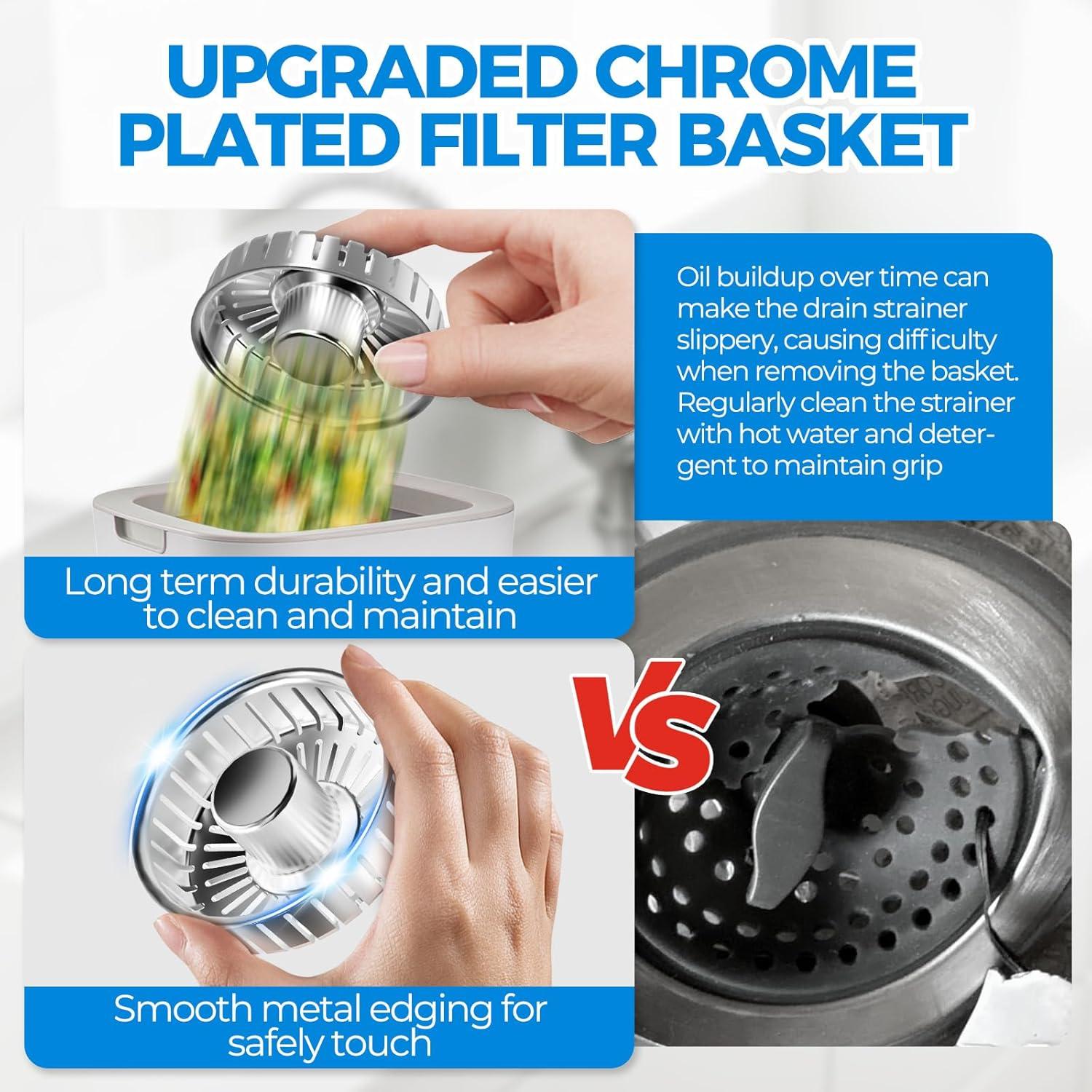 image:imagezaa Kitchen Sink Drain Strainer Kitchen Sink Stopper 304 Stainless Steel Sink Drain Stopper Sink Protector for Kitchen with AntiClog Filter Fit US Standard 312 Sink Drain Hole SilverSilver