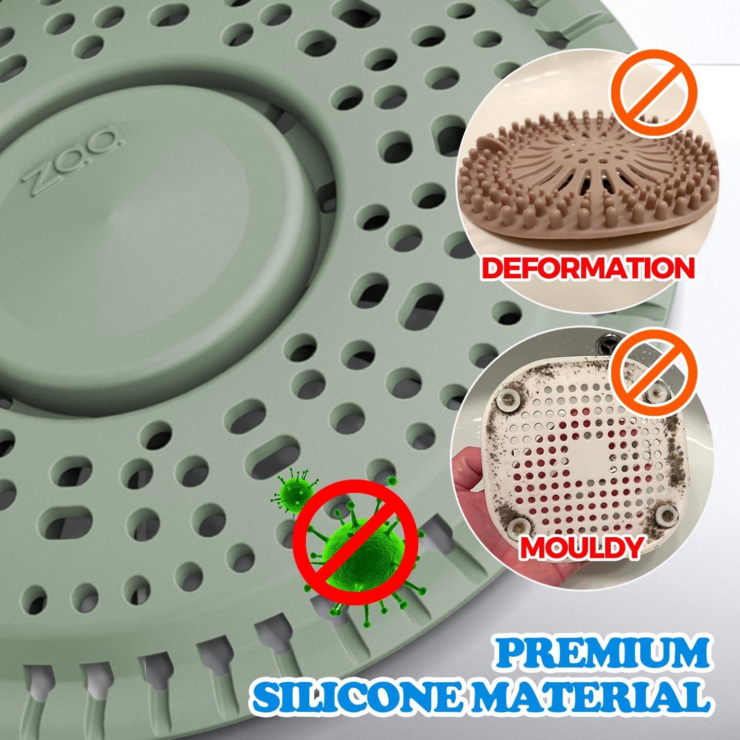 image:imagezaa Shower Drain Hair Catcher 2 Pack Premium Silicone Drain Protector amp Shower Drain Cover Shower Installation Kits for Flat Drains of Shower Room Bathroom Dark Green