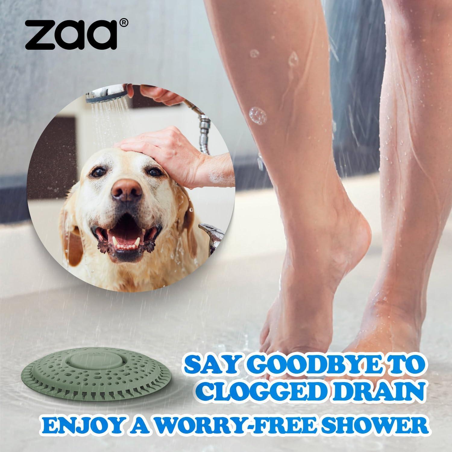 image:imagezaa Shower Drain Hair Catcher 2 Pack Premium Silicone Drain Protector amp Shower Drain Cover Shower Installation Kits for Flat Drains of Shower Room Bathroom Dark Green