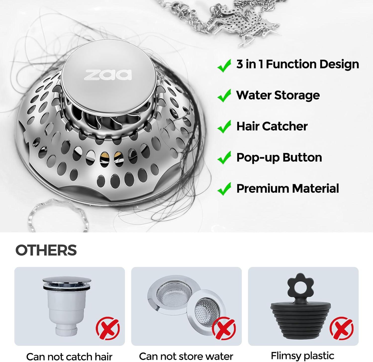 image:image3in1 Bathtub Drain Stopper amp Shower Drain Hair Catcher Combo Upgraded 2in1 Tub Stopper Bathtub Drain Cover and Hair Catcher 2 Pack Premium Silicone Drain Protector amp Shower Drain Cover
