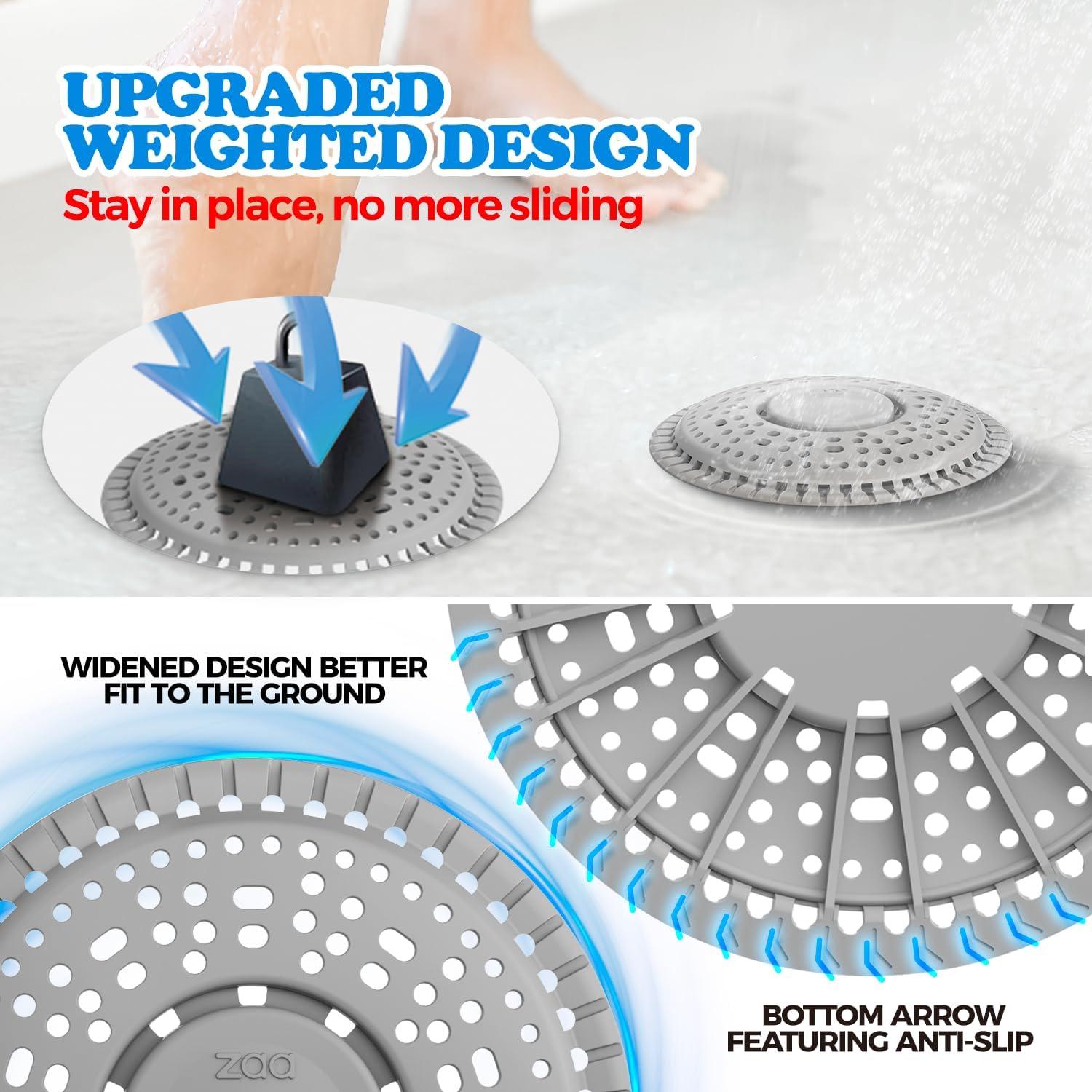 image:imageUpgraded 3in1 Kitchen Sink Drain Strainer amp Sink Stopper Shower Drain Hair Catcher 2 Pack Premium Silicone Drain Protector amp Shower Drain Cover