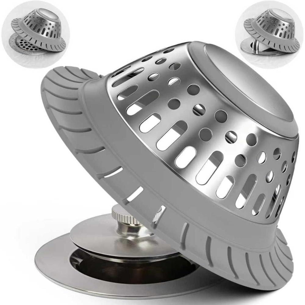 image:imagezaa Bathtub Drain Hair Catcher Premium Silicone Shower Hair Catcher 1Pack Hair Stopper for Pop Up amp Regular Drains of Shower Bathtub Bathroom Sink Bathroom Fixture Accessories WhiteSilver Gray