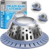 image:imagezaa Drain Hair Catcher  Bathtub Drain Cover Hair Stopper for Bathtub Drain 304 Stainless Steel Drain Protector and Hair Trap for Flat amp Popup Drains Silver Blue