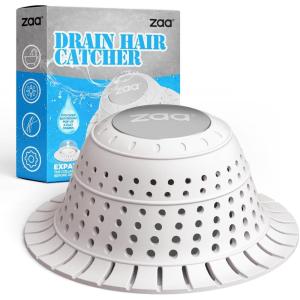 zaa Bathtub Drain Hair Catcher, Premium Silicone Shower Hair Catcher, 1Pack Hair Stopper for Pop Up & Regular Drains of Shower, Bathtub, Bathroom Sink, Bathroom Fixture Accessories, White(White)