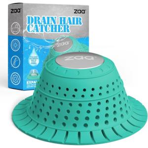 zaa Bathtub Drain Hair Catcher, Premium Silicone Shower Hair Catcher, 1Pack Hair Stopper for Pop Up & Regular Drains of Shower, Bathtub, Bathroom Sink, Bathroom Fixture Accessories, White(Mint Green)