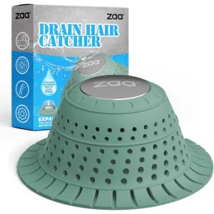 zaa Bathtub Drain Hair Catcher, Premium Silicone Shower Hair Catcher, 1Pack Hair Stopper for Pop Up & Regular Drains of Shower, Bathtub, Bathroom Sink, Bathroom Fixture Accessories, White(Green)