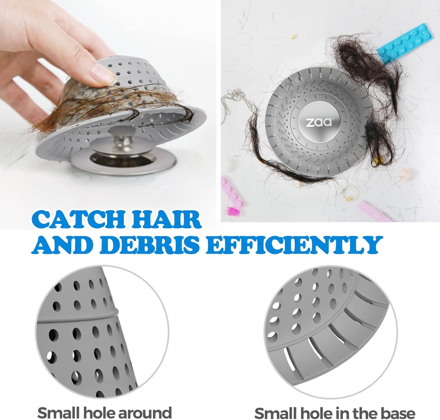 image:imagezaa Bathtub Drain Hair Catcher Premium Silicone Shower Hair Catcher 1Pack Hair Stopper for Pop Up amp Regular Drains of Shower Bathtub Bathroom Sink Bathroom Fixture Accessories WhiteGray