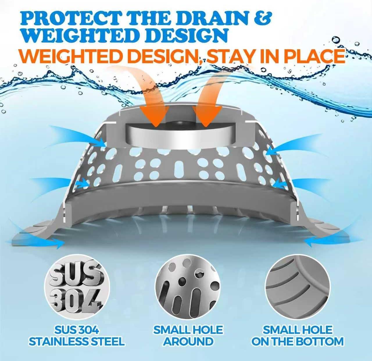image:imagezaa Bathtub Drain Hair Catcher Premium Silicone Shower Hair Catcher 1Pack Hair Stopper for Pop Up amp Regular Drains of Shower Bathtub Bathroom Sink Bathroom Fixture Accessories WhiteSilver Gray